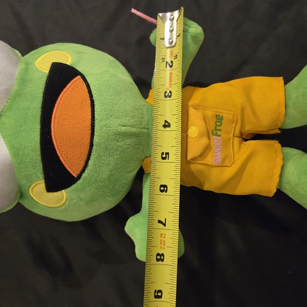 Sweet Frog Yogurt Mascot Scoop in His Yellow Overalls Plush 12